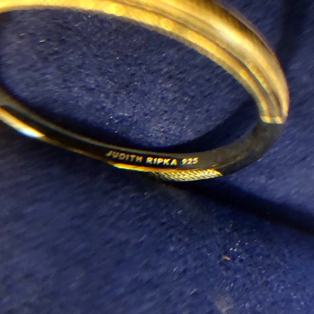 Judith Ripka Sterling Silver & 14kt Gold Clad 3 piece ring set. Size 8. - Picture 5 of 8